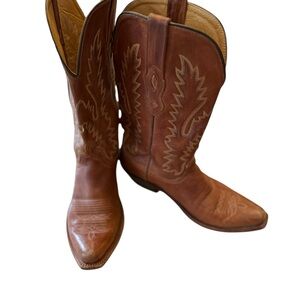 Old West Tan Leather Western Boots Urban  cowgirl